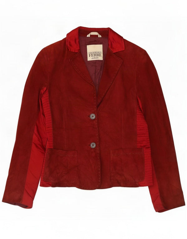 Gianfranco Ferre Jachetă pentru femei cu 2 nasturi IT 42 Medium Red Colorblock