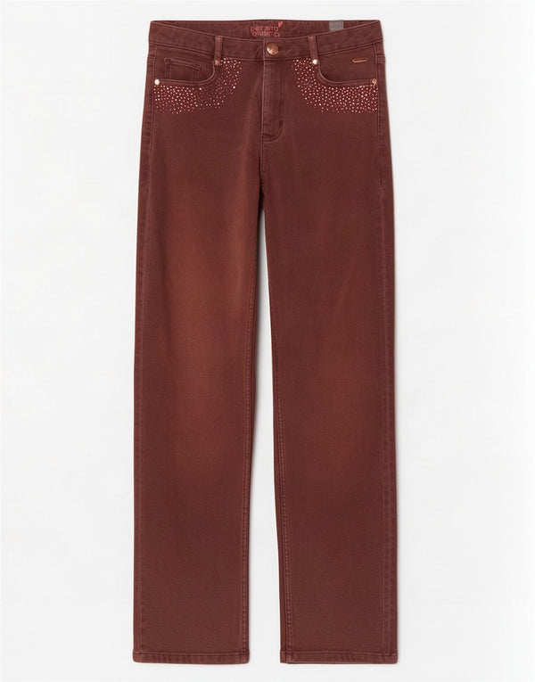 Pantaloni casual drepti pentru femei Marks & Spencer UK 10 Small W28 L27 Maro