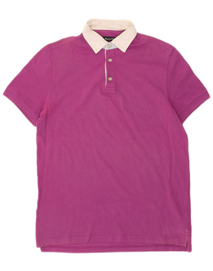 Tricou polo Massimo Dutti pentru bărbați, bumbac color bloc de culoare roz mediu