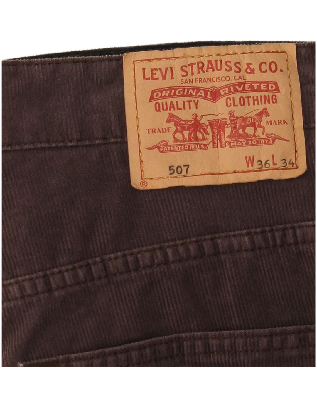 Pantaloni bărbați LEVI'S 507 Bootcut din velur W36 L34 bumbac maro