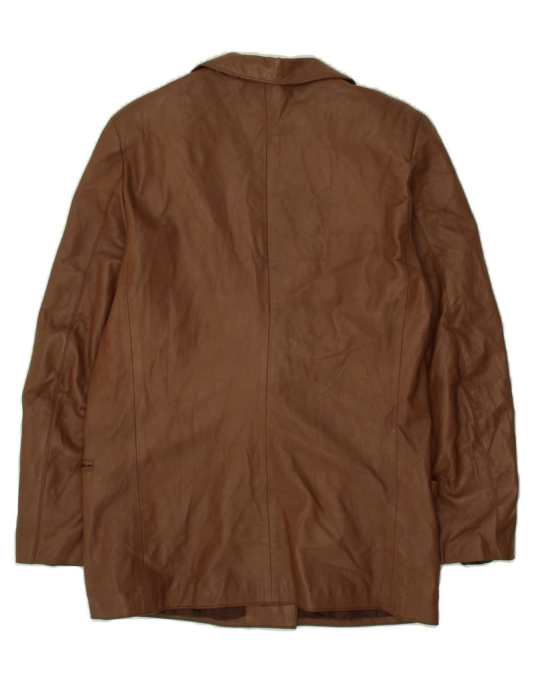 VINTAGE Womens Leather 2 Button Blazer Jacket IT 48 XL Brown Vintage Vintage and Second-Hand Vintage from Messina Hembry 