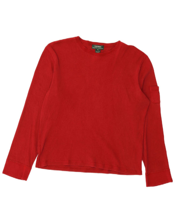 Crop Top pentru femei Ralph Lauren cu mânecă lungă UK 18 XL bumbac roșu