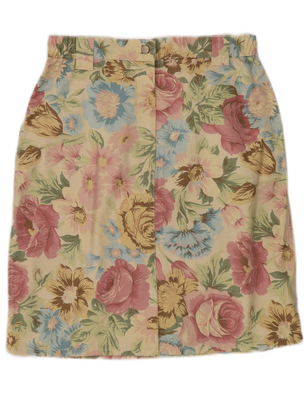 VINTAGE Womens High Waist Straight Skirt W30 Medium Yellow Floral