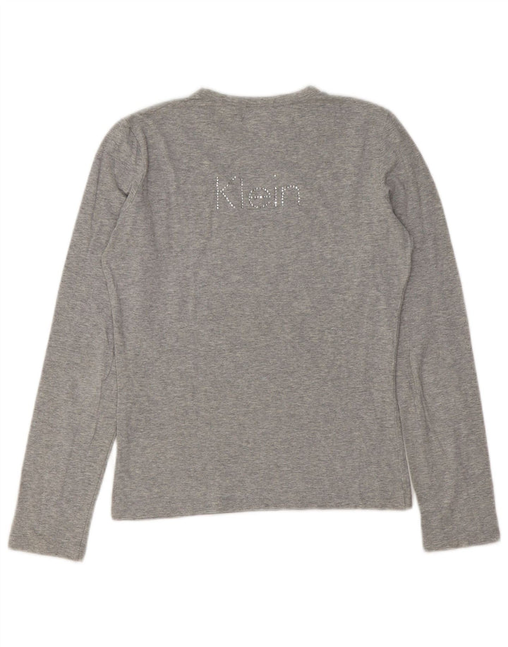Calvin Klein Jeans Top grafic pentru femei cu mânecă lungă UK 12 Medium Grey Flecked