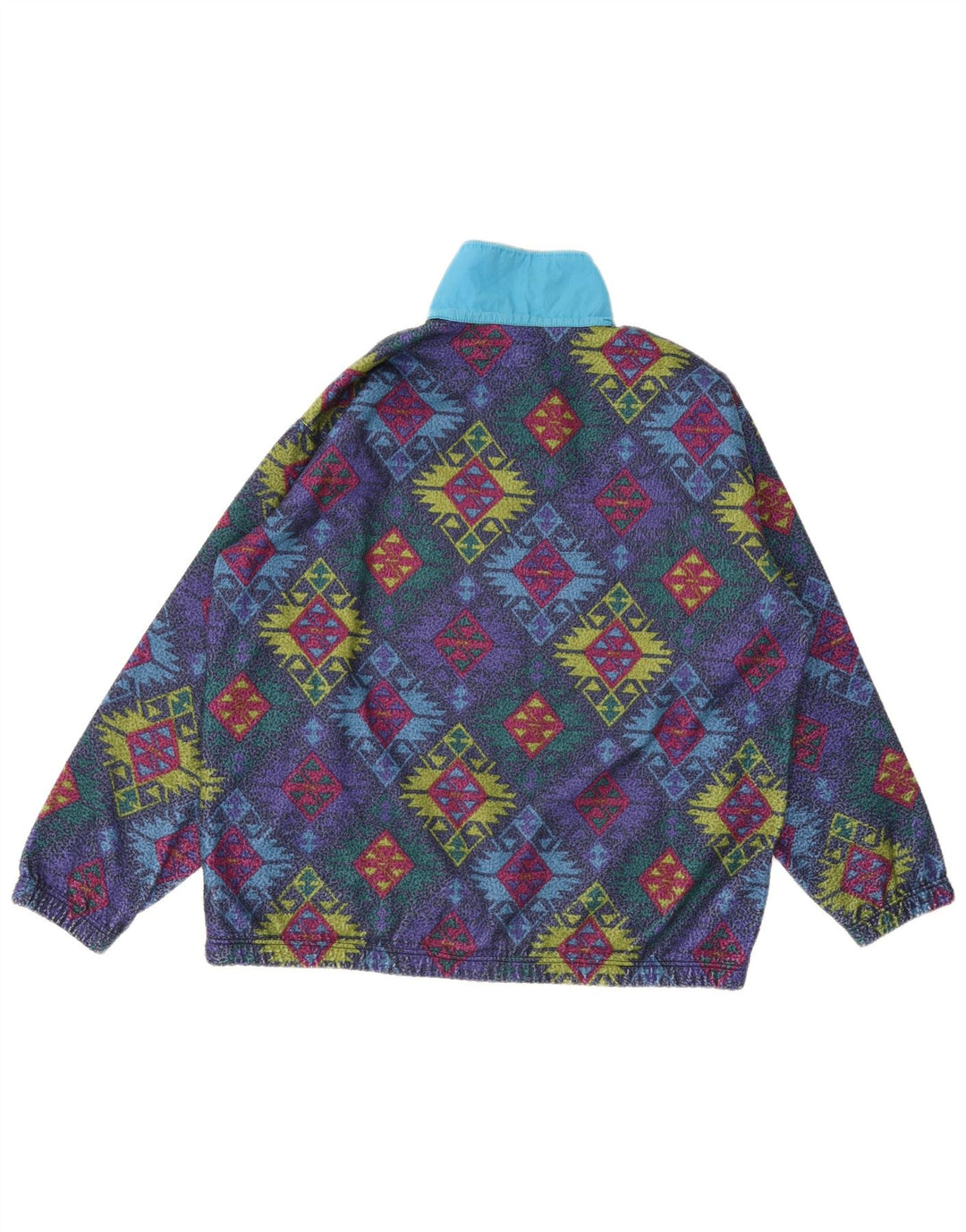 Jumper vintage pentru bărbați, cu gât cu nasturi, din lână, XL, multicolor, geometric