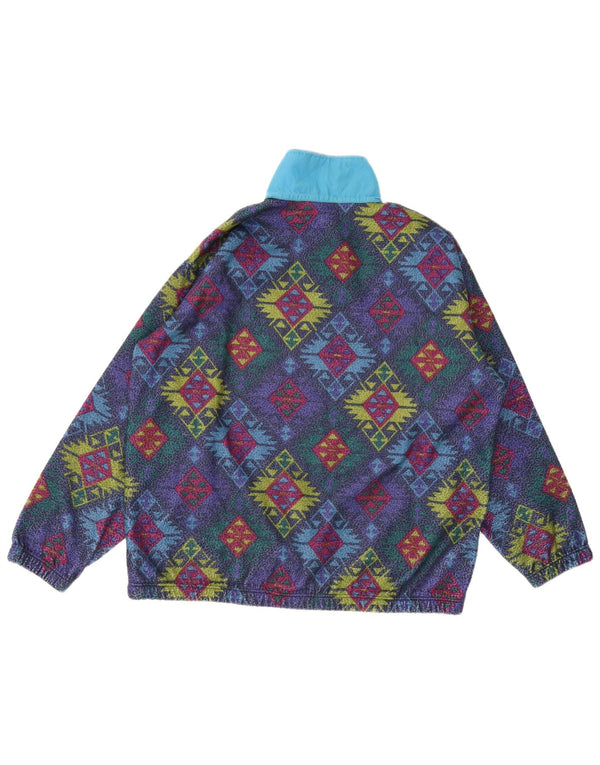 Jumper vintage pentru bărbați, cu gât cu nasturi, din lână, XL, multicolor, geometric