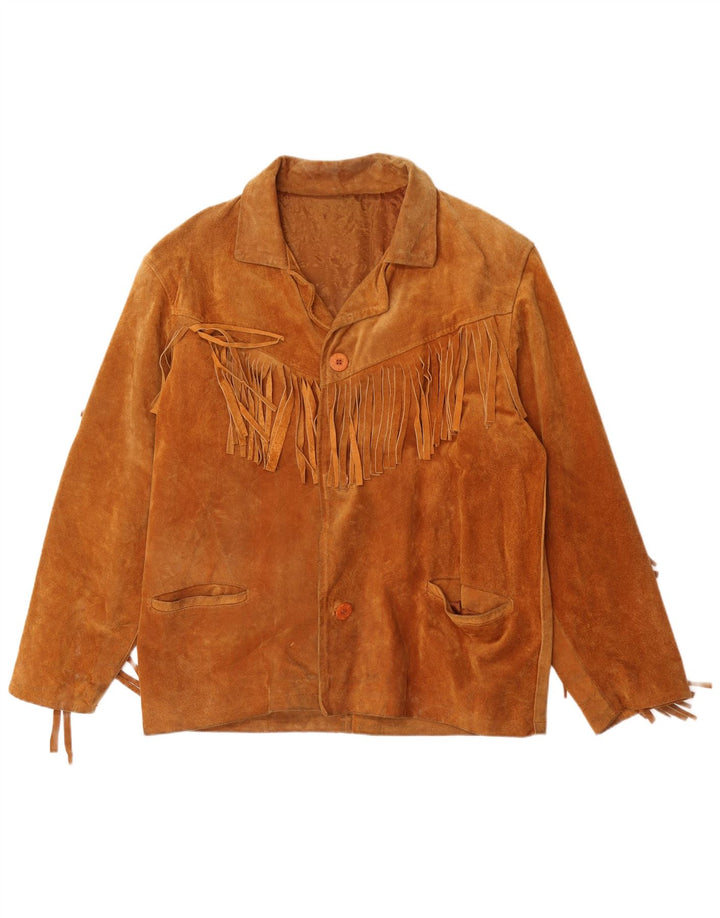 Jachetă vintage bărbătească din piele intoarsa IT 52 XL maro Cowboy