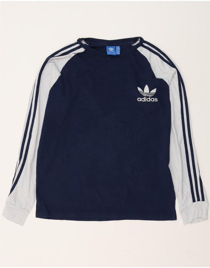 Top grafic pentru bărbați ADIDAS cu mânecă lungă, mare, albastru bleumarin, bumbac color bloc
