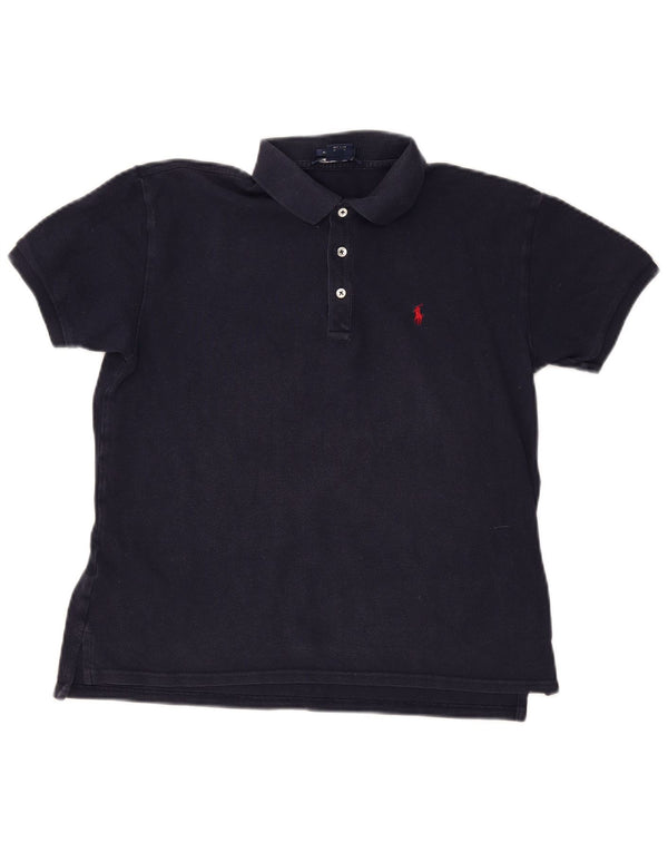 Polo supradimensionat pentru femei Ralph Lauren UK 10 mic bumbac bleumarin