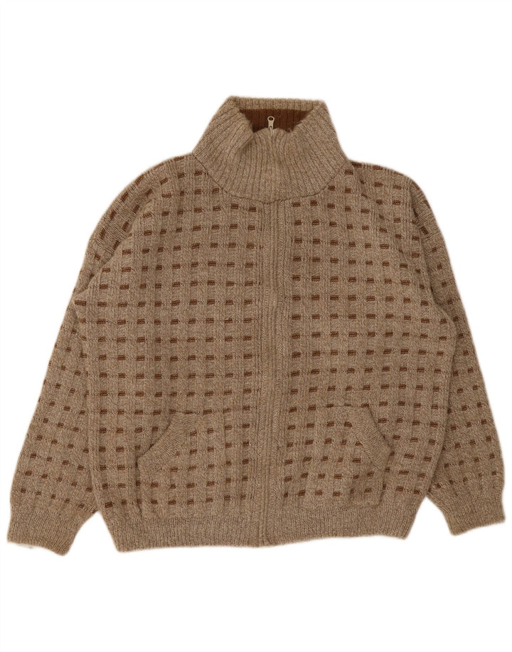 Pulover Cardigan Vintage pentru bărbați XL maro cu pete