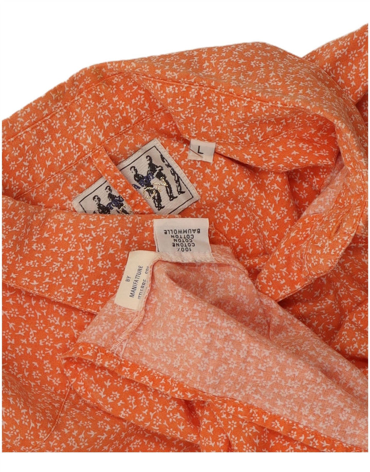 Cămașă Trussardi pentru bărbați, mare portocaliu, bumbac floral