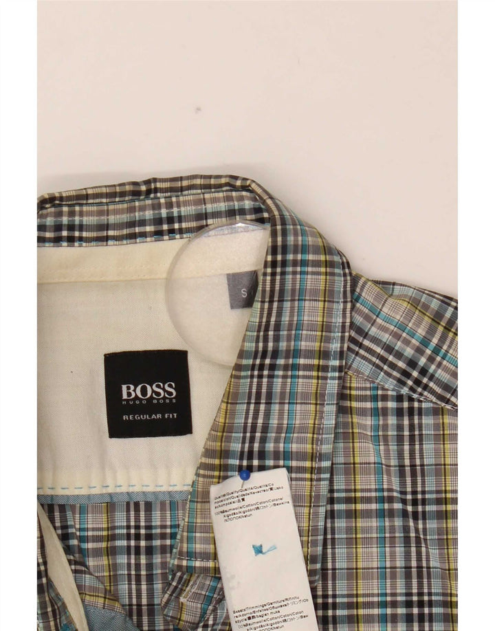 Cămașă pentru bărbați Hugo Boss, bumbac cu carouri multicolore mici