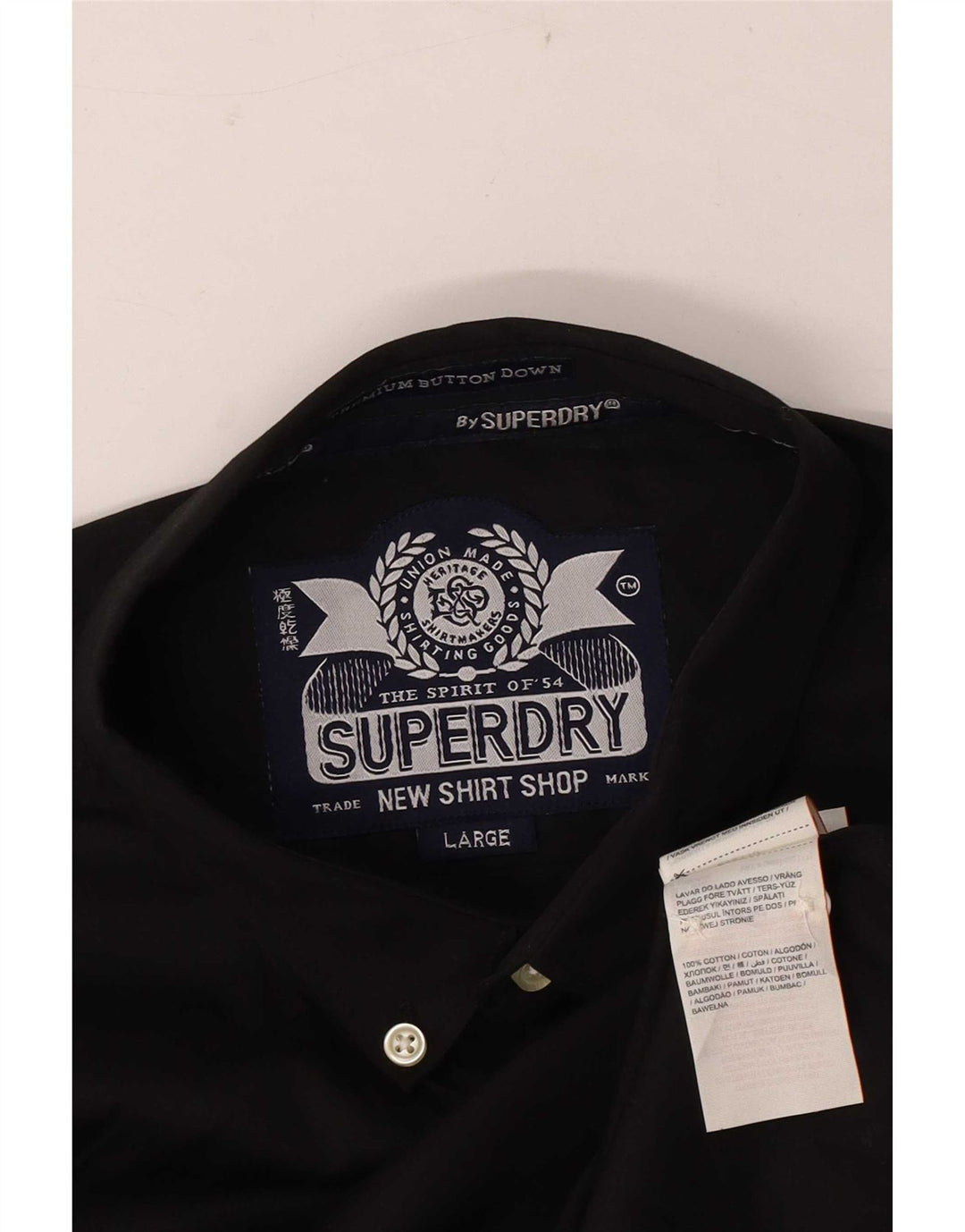 Cămașă Superdry pentru bărbați, mare, neagră, bumbac