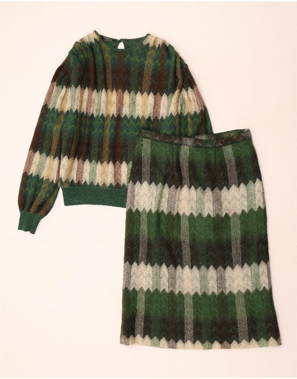Set fuste tricot 2 piese pentru femei STIZZOLI UK 12 Medium W28 Lână chevron verde