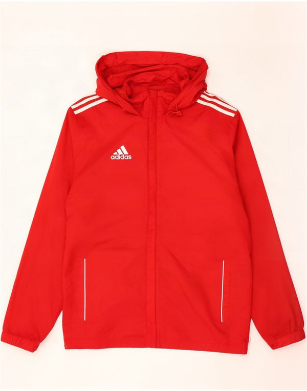 Jachetă de ploaie cu glugă Adidas pentru bărbați Marea Britanie 38/40, nailon roșu mediu
