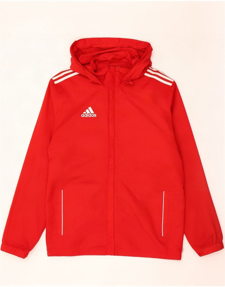 Jachetă de ploaie cu glugă Adidas pentru bărbați Marea Britanie 38/40, nailon roșu mediu