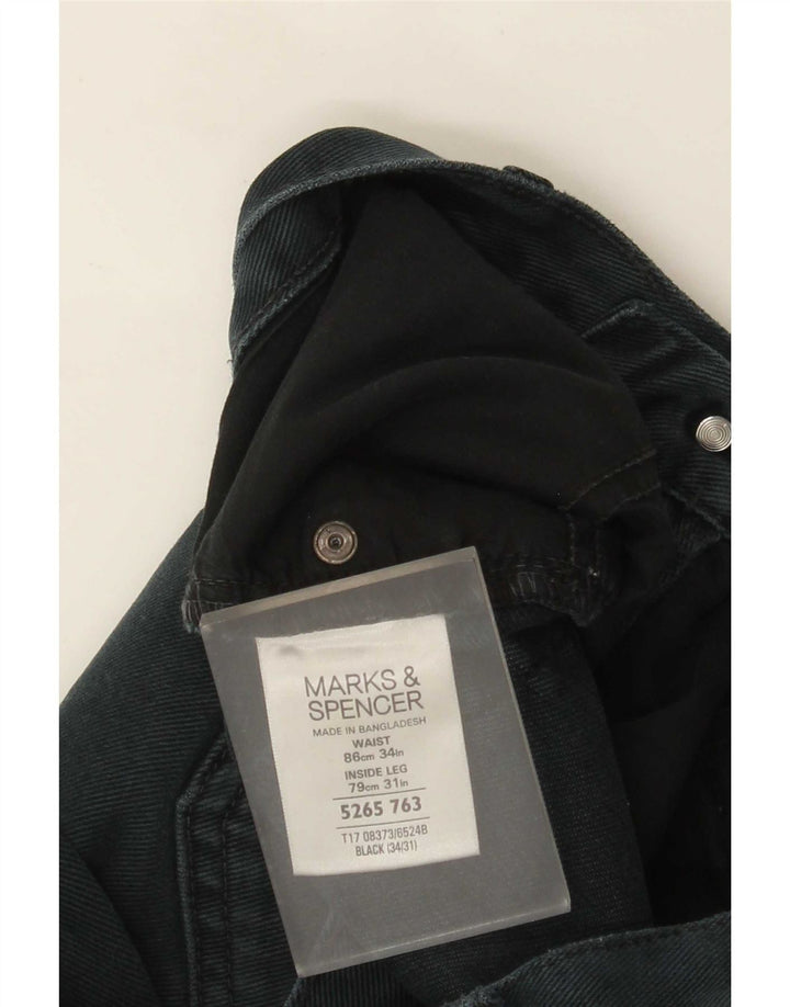 Marks & Spencer Blugi Distressed drepte pentru bărbați W34 L31 bumbac negru