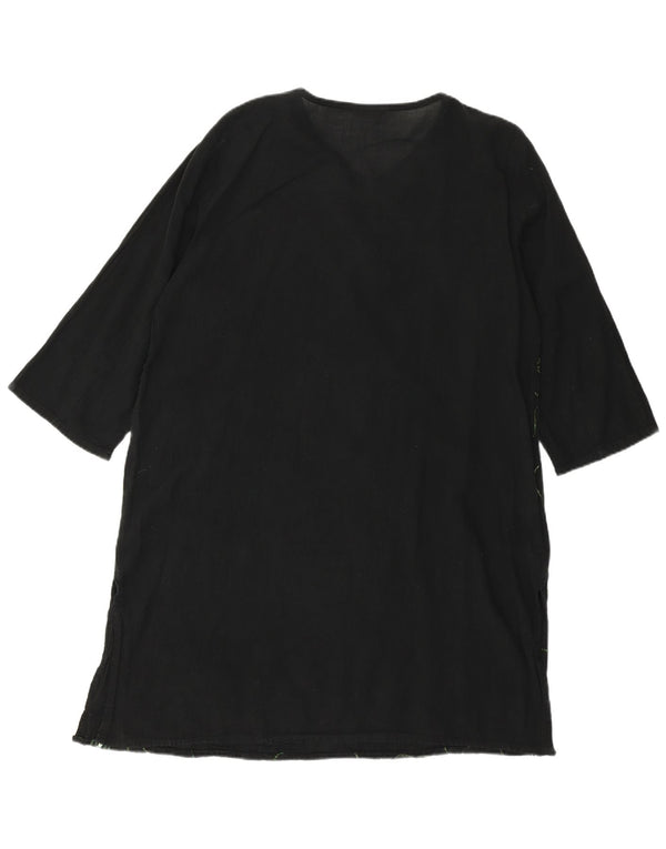 VINTAGE Rochie tunică cu mâneci 3/4 pentru femei UK 18 XL Negru Floral