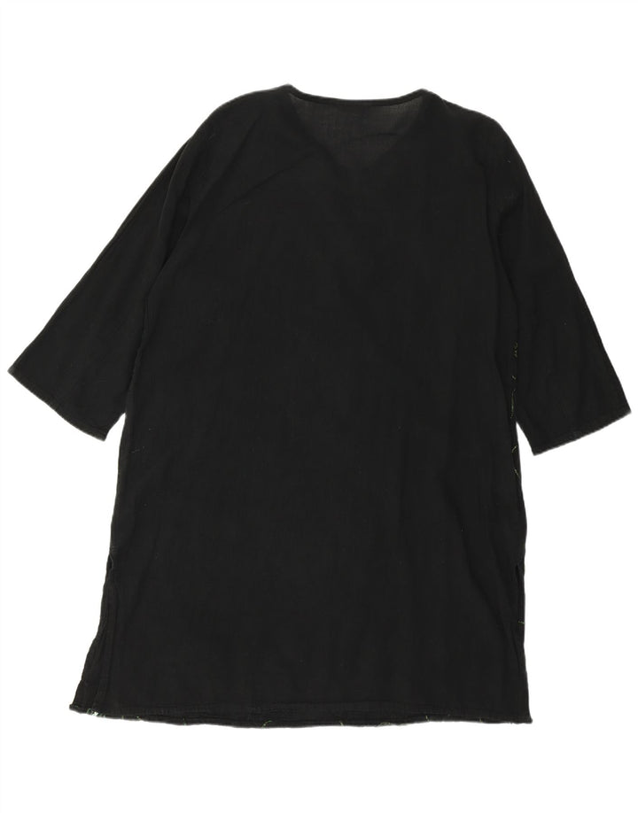 VINTAGE Rochie tunică cu mâneci 3/4 pentru femei UK 18 XL Negru Floral