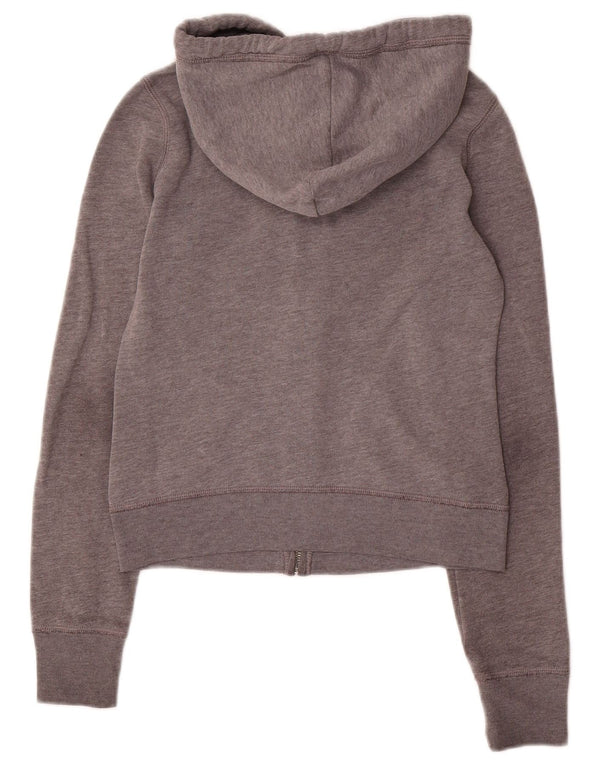 Pulover Hollister Crop Graphic Zip pentru femei UK 6 XS Bumbac gri