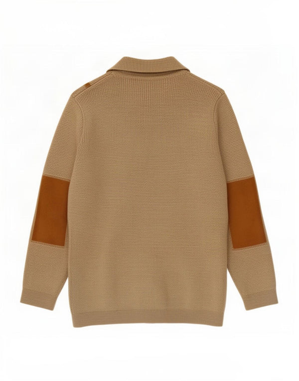 Pulover cardigan cu fermoar complet pentru bărbați Pierre Cardin IT 48 Medium Bej cu dungi