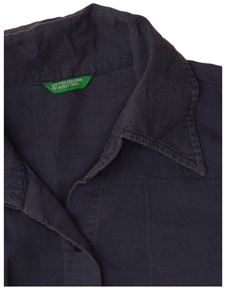 Cămașă Benetton pentru femei UK 10 Small Bleumarin Bumbac