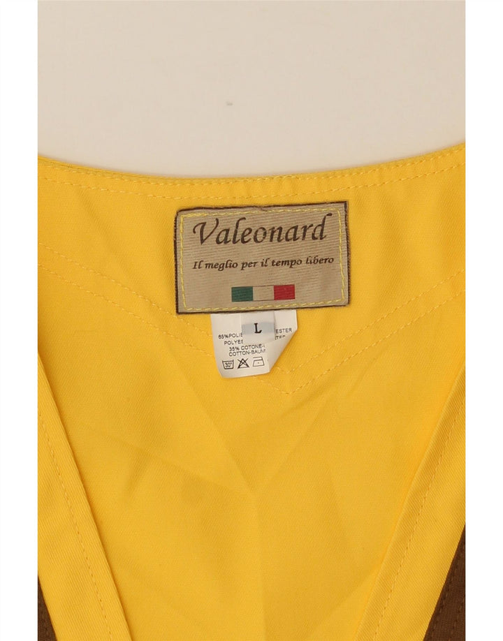 VINTAGE Gilet utilitar pentru bărbați UK 40, mare, galben, poliester color bloc