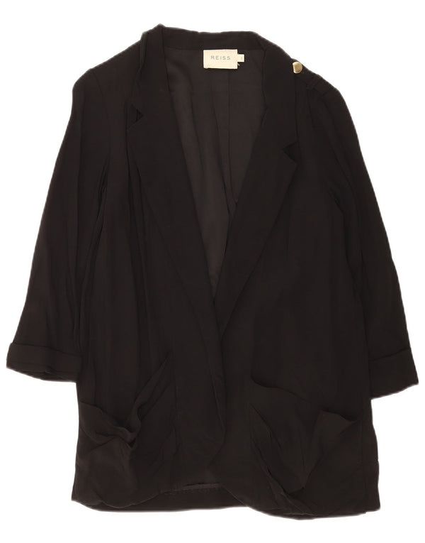 Jachetă blazer deschisă supradimensionată pentru femei Reiss UK 10 Acetat negru mic
