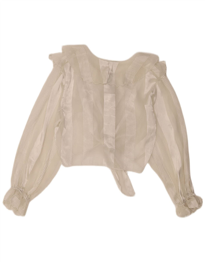 Vintage Crop Top See Through pentru femei UK 10 Medium White Striped