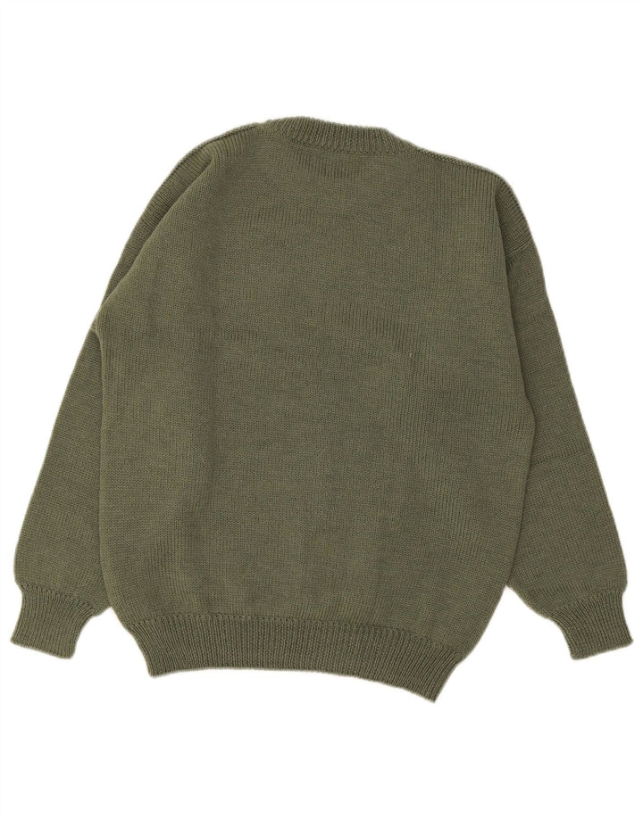 Pulover vintage pentru bărbați cu gât roșu IT 50 verde mediu