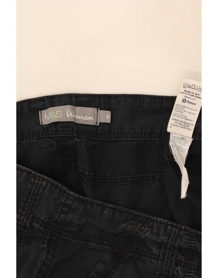 Pantaloni cargo drepti pentru femei Marks & Spencer, L34 L30, bumbac negru