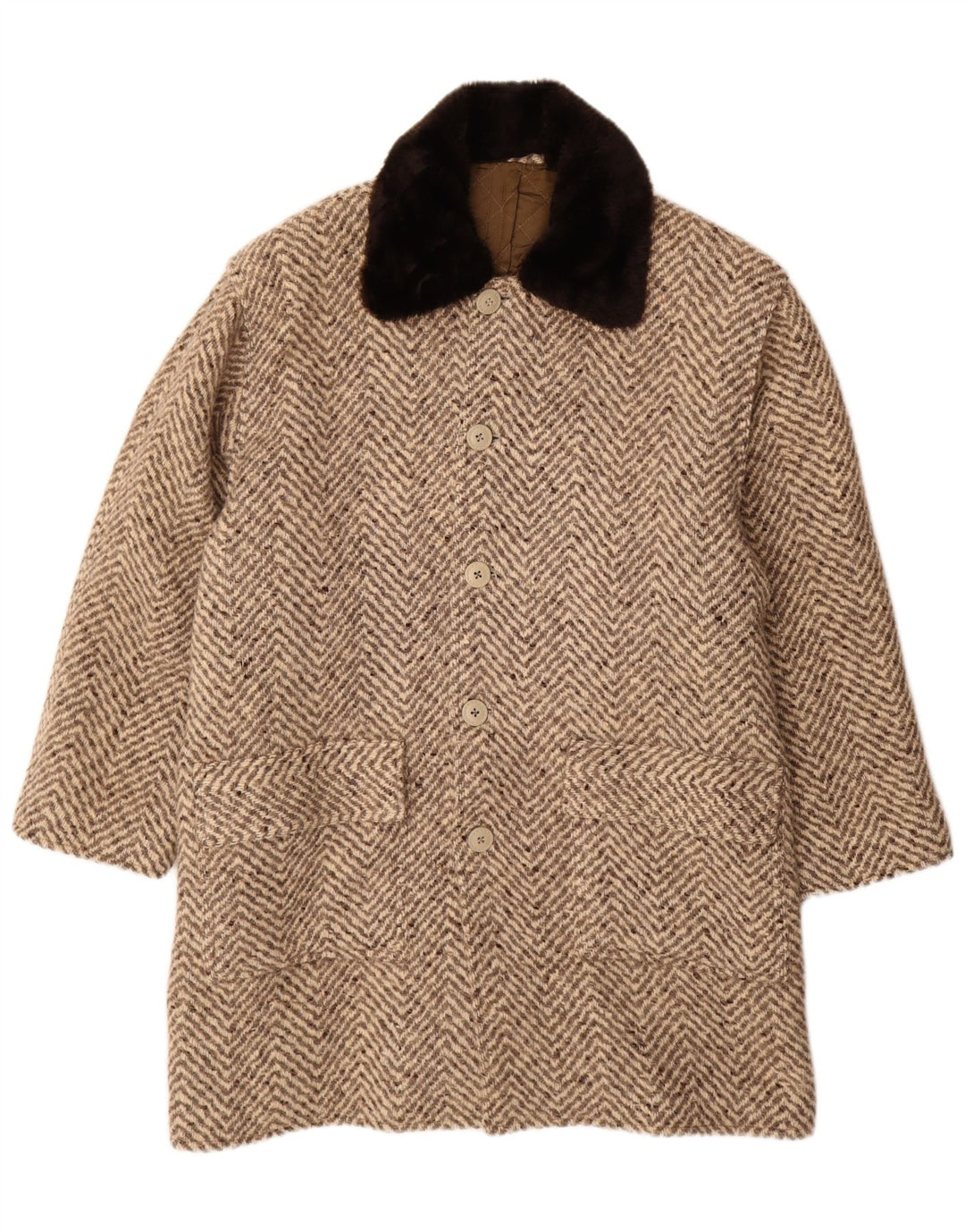Pardesiu vintage pentru bărbați UK 42 XL maro chevron