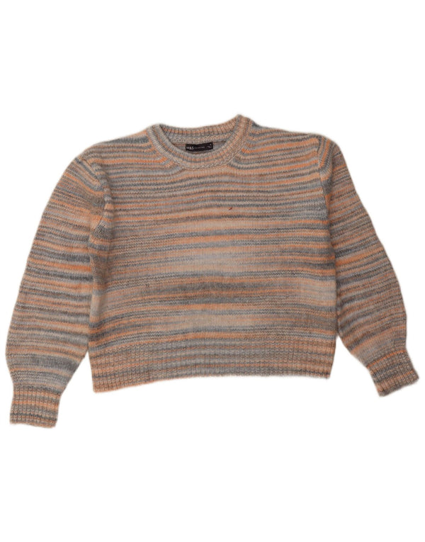 Marks & Spencer Womens Crop Boat Neck Jumper Sweater UK 14 Medium Multicolo