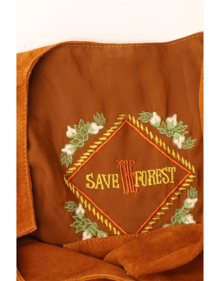 Vestă de piele crop pentru femei Save The Forest IT 44 Maro Mediu
