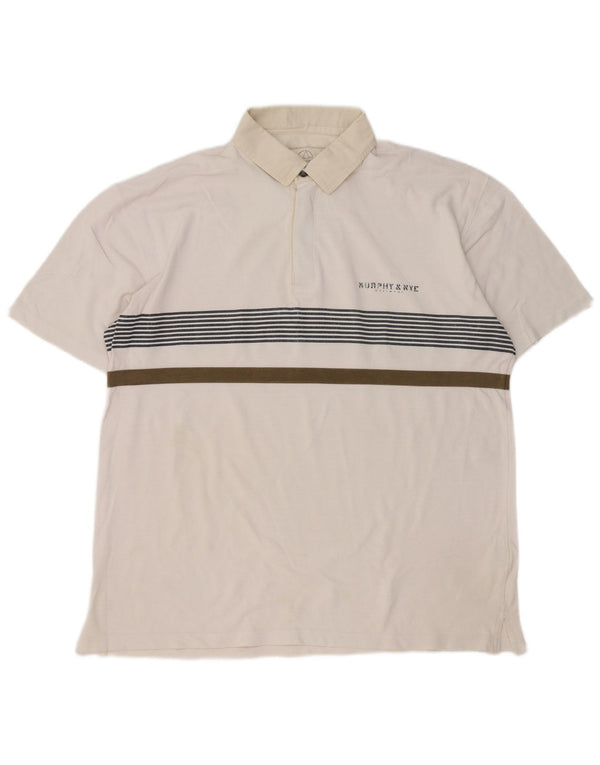 Tricou polo Murphy & Nye pentru bărbați Sailmakers Rugby 2XL, bumbac cu dungi albe