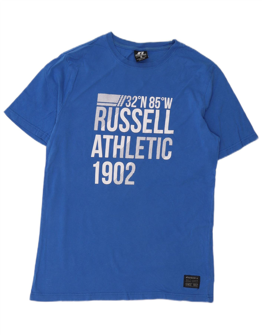 Tricou grafic pentru bărbați RUSSELL ATHLETIC Top din bumbac albastru mediu