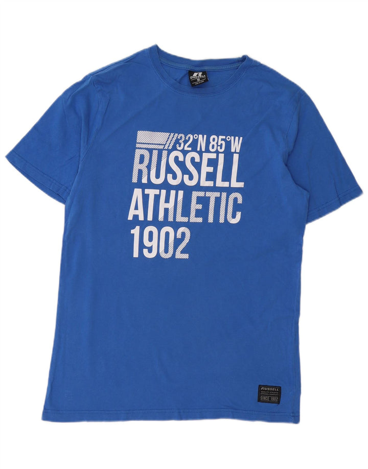 Tricou grafic pentru bărbați RUSSELL ATHLETIC Top din bumbac albastru mediu