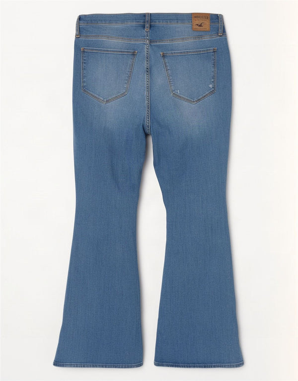 Blugi evazați cu talie înaltă Hollister Curvy Fit pentru femei W34 L32 Albastru