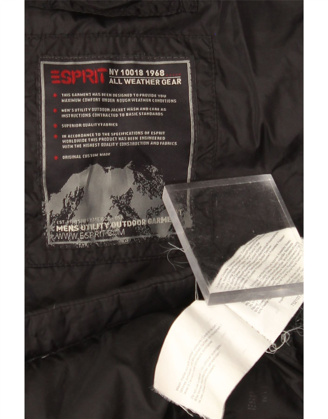 Gilet căptușit pentru bărbați ESPRIT UK 38 Medium Black Nylon