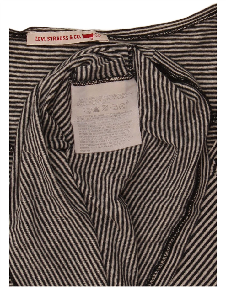 Levi's Top pentru femei cu mânecă lungă UK 14 Medium Black Striped Bumbac