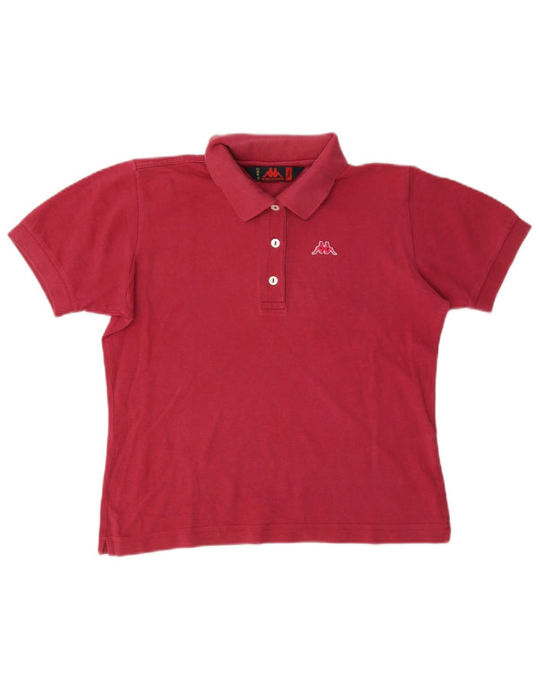 Tricou polo pentru femei Kappa UK 10 mic din bumbac burgundy
