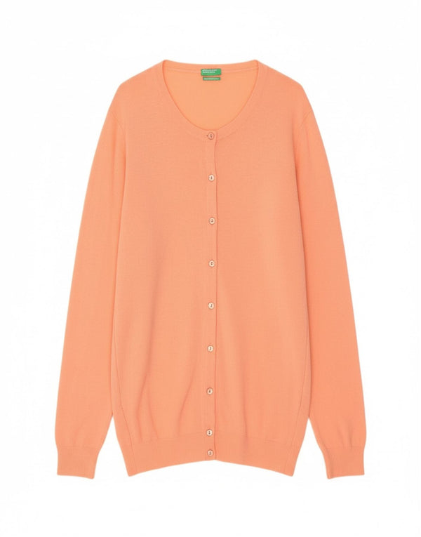 Pulover cardigan pentru femei Benetton UK 18 XL portocaliu din lână virgină