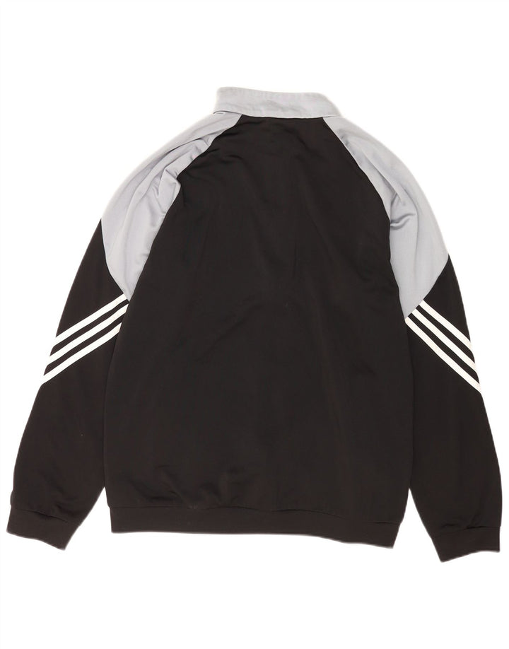 Adidas Mens Tracksuit Top Jacket Large Black Colourblock Polyester
