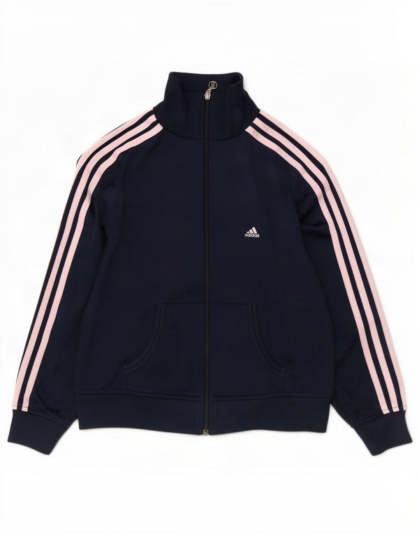 Jachetă de top pentru trening Adidas pentru femei UK 14 Medium Bleumarin Poliester