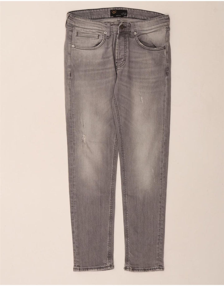 POP 84 Blugi slim pentru bărbați Distressed W33 L29 Bumbac gri