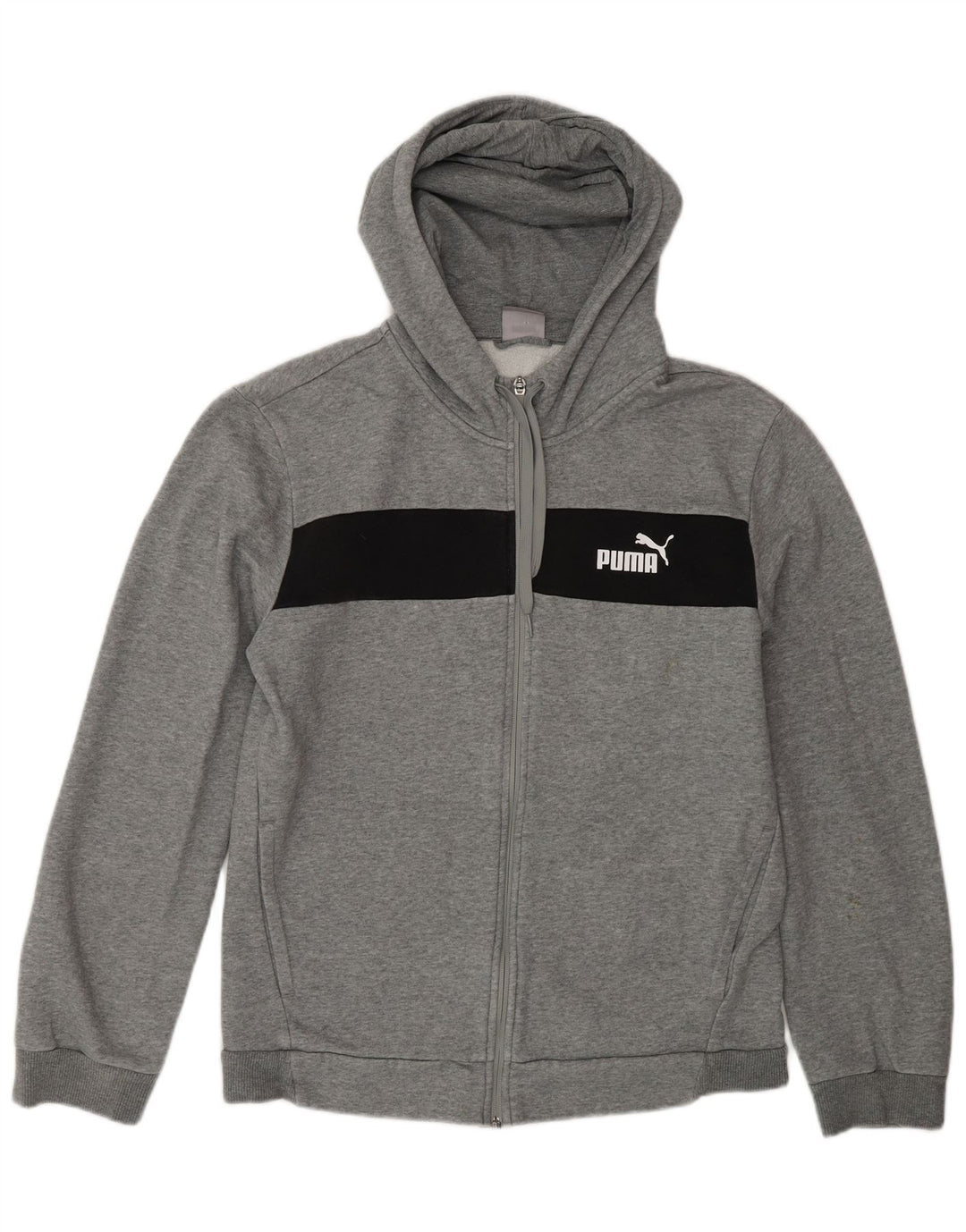 Pulover Puma pentru bărbați, cu fermoar, din bumbac color bloc, gri mediu