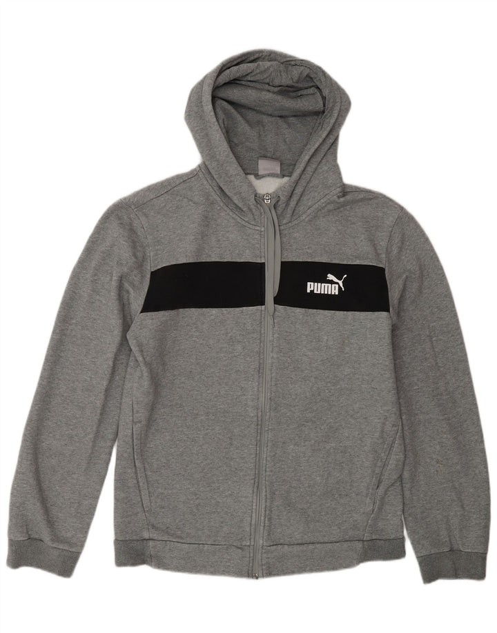 Pulover Puma pentru bărbați, cu fermoar, din bumbac color bloc, gri mediu