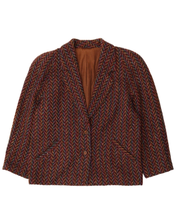 Blazer vintage pentru femei UK 14 Medium Multicolor Herringbone