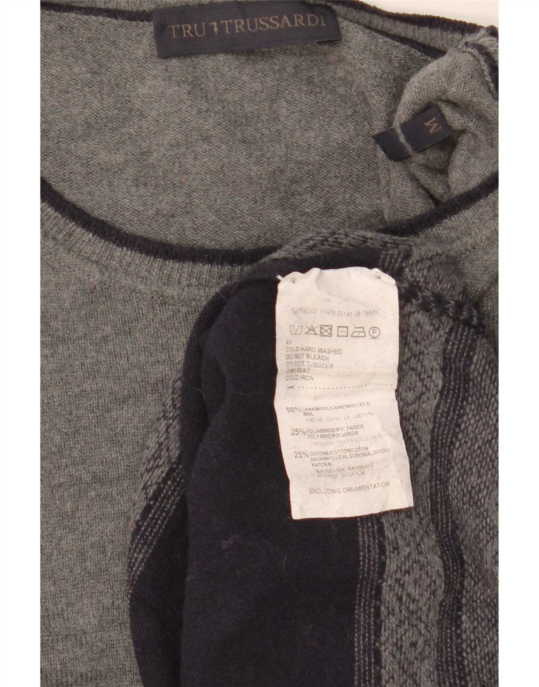 Pulover Trussardi pentru bărbați cu gât de barcă, mijlociu, bleumarin, bloc de culoare