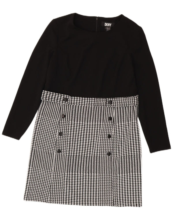 Rochie teacă cu mânecă lungă pentru femei Dkny US 14 XL Negru Houndstooth Classic